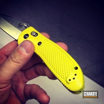 Cerakoted Benchmade Folding Knife Cerakoted In H-166 Electric Yellow