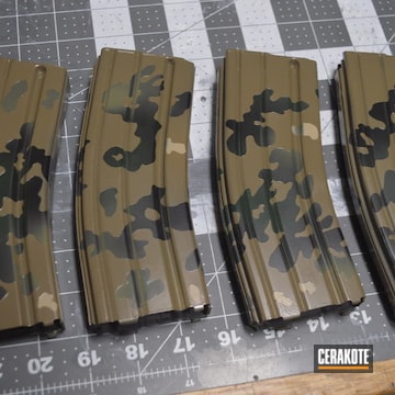 Cerakoted Set Of Rifle Magazines With A Cerakote Multicam Finish