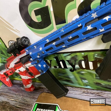 Powder Coating: AR15 Parts,Gun Coatings,NRA Blue H-171,S.H.O.T,Stormtrooper White H-297,Anderson Mfg.,USMC Red H-167,Tactical Rifle,Distressed American Flag