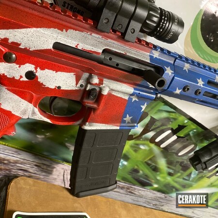 Powder Coating: AR15 Parts,Gun Coatings,NRA Blue H-171,S.H.O.T,Stormtrooper White H-297,Anderson Mfg.,USMC Red H-167,Tactical Rifle,Distressed American Flag