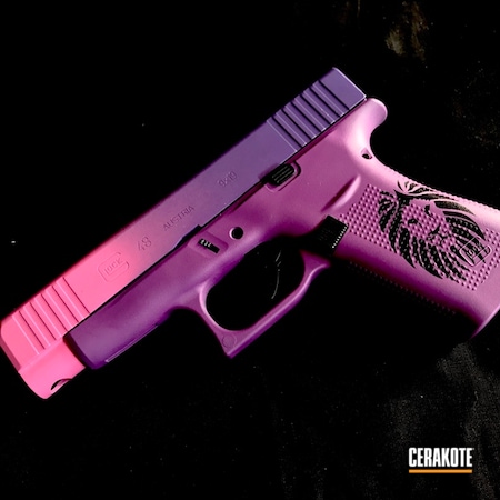 Powder Coating: Glock,Gun Coatings,Wild Purple H-197,S.H.O.T,Pistol,Glock 48,Bright Purple H-217,Lion,Prison Pink H-141