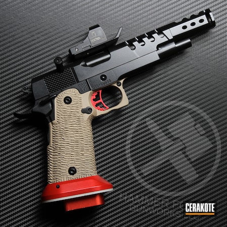 Powder Coating: Graphite Black H-146,Gun Coatings,GunCandy,1911,S.H.O.T,Pistol,USMC Red H-167,2011,HIGH GLOSS CERAMIC CLEAR MC-160,STI,Light Sand H-142