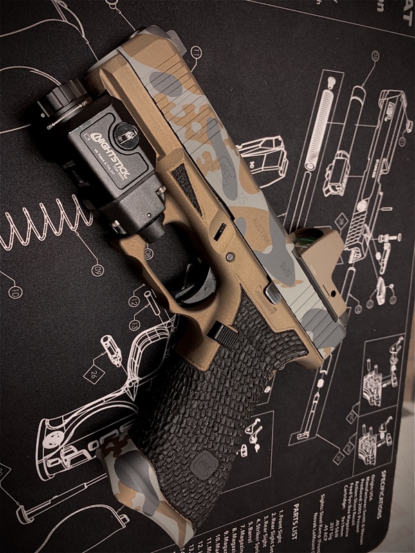 Glock Coating Glock 45 Handgun with a Cerakote H-148, H-234 and H-214 Camo Finish by ...