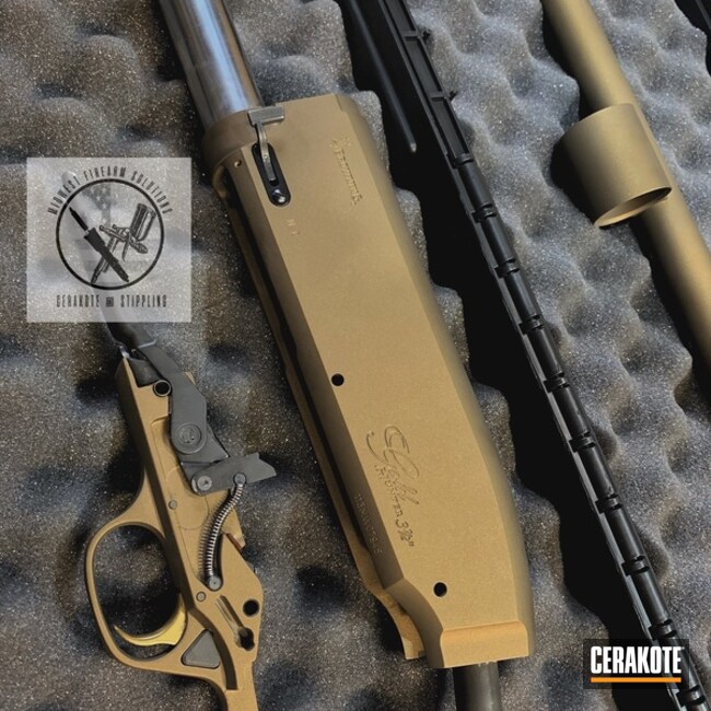 Cerakoted Remington Shotgun Parts With Cerakote H-148 Burnt Bronze