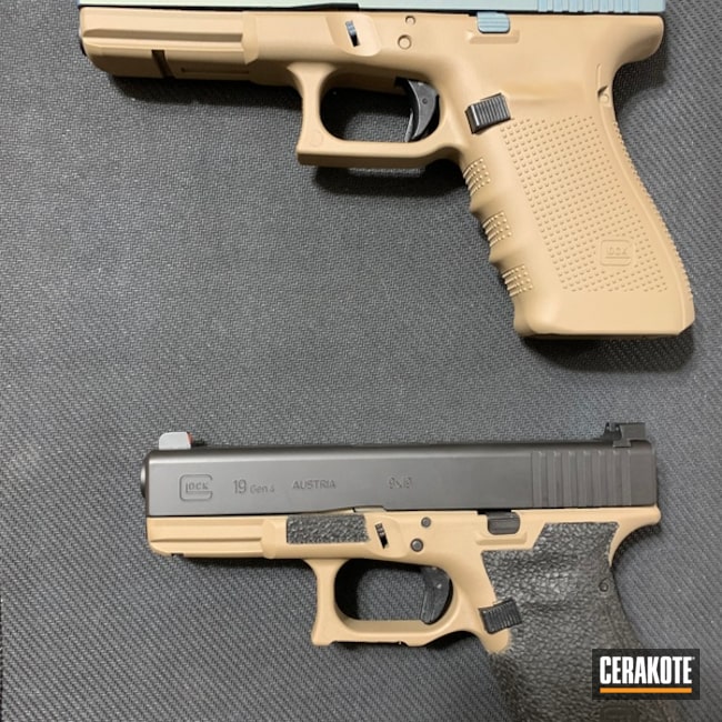 Cerakoted Glock 19 And Glock 21 Frames Cerakoted With H-265 With Slides In H-146 And H-315