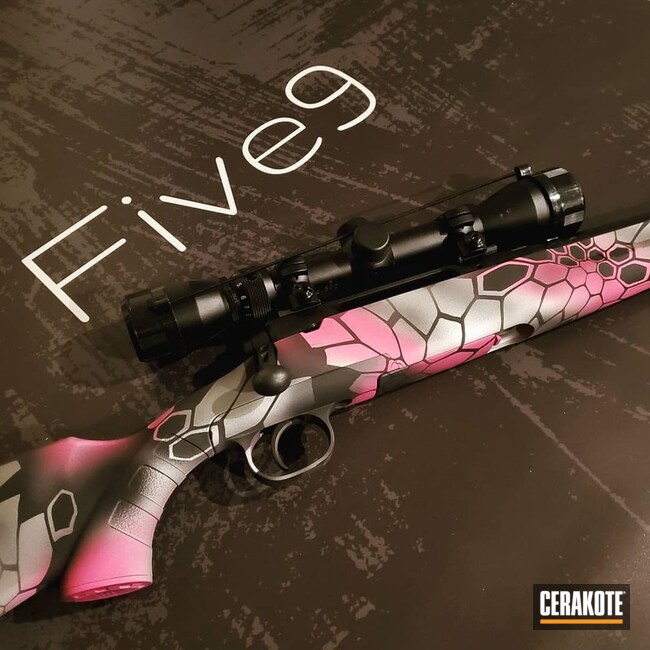 Cerakoted Bolt Action Rifle With A Pink Cerakote Kryptek Finish