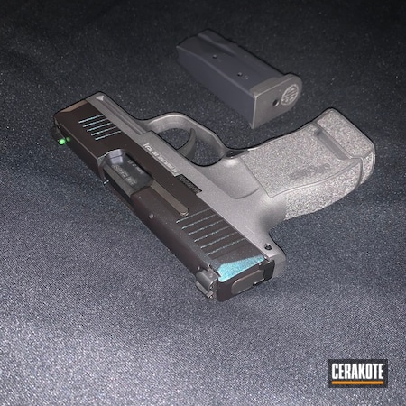 Powder Coating: Graphite Black H-146,Gun Coatings,GunCandy,S.H.O.T,Sig Sauer,Pistol,Tungsten H-237