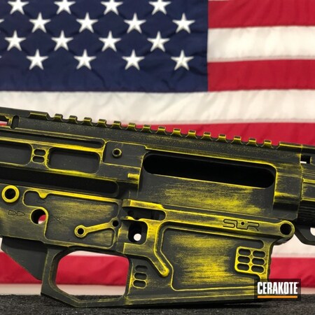 Powder Coating: Graphite Black H-146,Distressed,Gun Coatings,AR 308,S.H.O.T,Electric Yellow H-166,Tactical Rifle,AR-10,10 West Tactical,Battleworn,Matched Set AR
