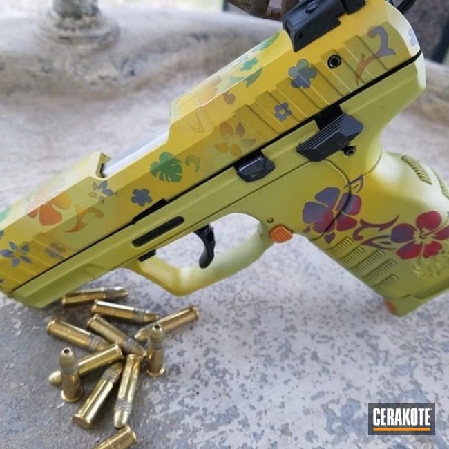 Cerakoted Ruger Sr22 Handgun With A Custom Cerakote Flower Finish