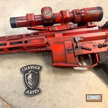 Cerakoted Red Battleworn Ar In H-216, H-146 And H-167