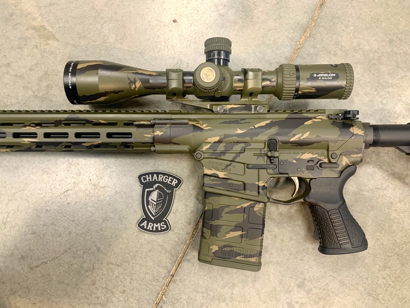 Savage Arms AR-10 Rifle Cerakoted with a Vietnam Tiger Stripe Camo ...