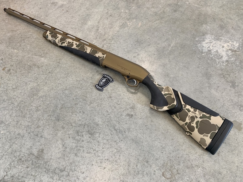 Beretta Duck Hunting Shotgun with a Old School Cerakote Camo Finish by