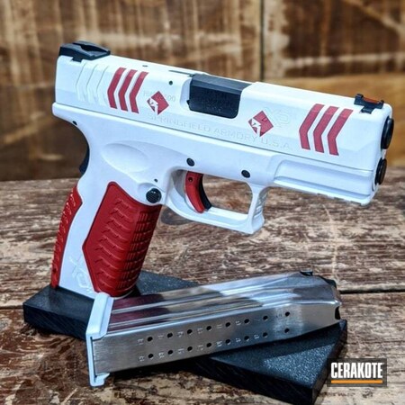 Powder Coating: Gun Coatings,Two Tone,Snow White H-136,S.H.O.T,HABANERO RED H-318,Pistol