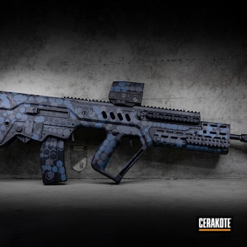 Cerakoted Iwi Tavor Rifle With A Cerakote Hex Pattern Finish Using H-401, H-262 And H-238