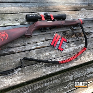Cerakoted Spiderman Themed Ruger 10/22 Rifle Using Cerakote H-167 And H-190