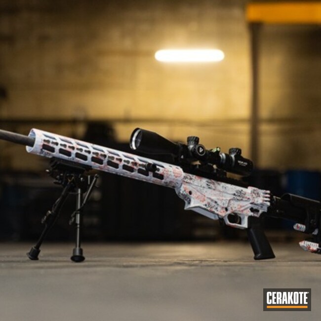 Cerakoted Ruger Rifle With A Custom Cerakote H-146, H-140, H-242 And H-128 Finish