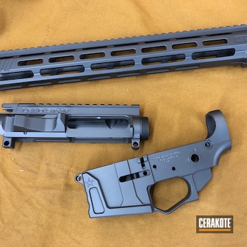 Cerakoted Ar Rail Cerakoted With H-146 Graphite Black And The Upper / Lower Cerakoted With H-234 Sniper Grey