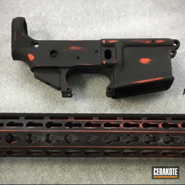 Cerakoted Lower Receiver And Handguard Cerakoted With H-146 And H-128
