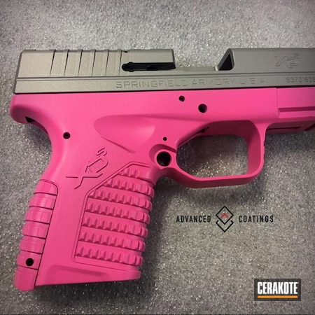 Powder Coating: Gun Coatings,Two Tone,S.H.O.T,Pistol,Springfield XD,Springfield Armory,Tungsten H-237,Prison Pink H-141