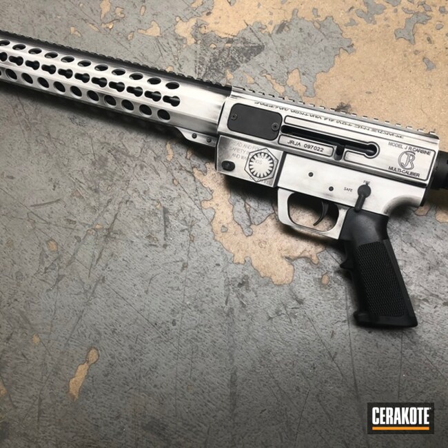 Cerakoted Distressed Star Wars Themed Rifle Using Cerakote H-190 And H-242