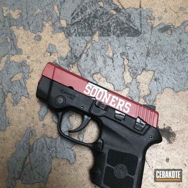 Cerakoted Smith & Wesson Sooners Themed Handgun Cerakoted Using H-221 And H-242