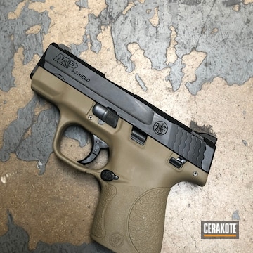 Cerakoted Two Toned Smith & Wesson Handgun Cerakoted With H-235 Coyote Tan