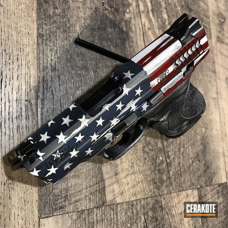 Powder Coating: Crimson H-221,Smith & Wesson,Gun Coatings,S.H.O.T,Stormtrooper White H-297,American Flag,NORTHERN LIGHTS H-315