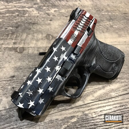 Powder Coating: Crimson H-221,Smith & Wesson,Gun Coatings,S.H.O.T,Stormtrooper White H-297,American Flag,NORTHERN LIGHTS H-315