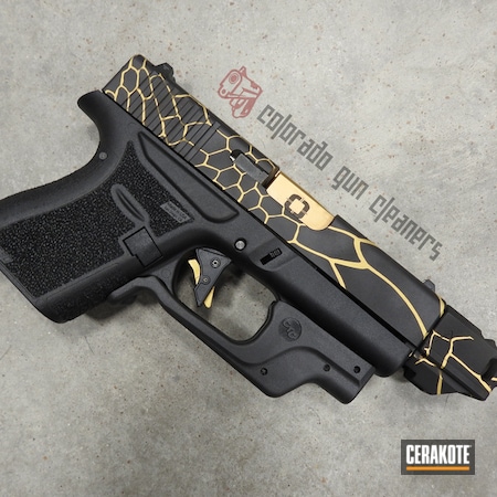 Powder Coating: Glock 43,Graphite Black H-146,Gun Coatings,S.H.O.T,P80,Gold H-122,Kryptek