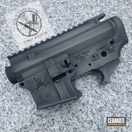 Powder Coating: Graphite Black H-146,Distressed,Gun Coatings,S.H.O.T,Spike's Tactical,Distressed AR,AR Pistol,Tactical Rifle,AR-15,Tactical Grey H-227,Rifle,Upper / Lower