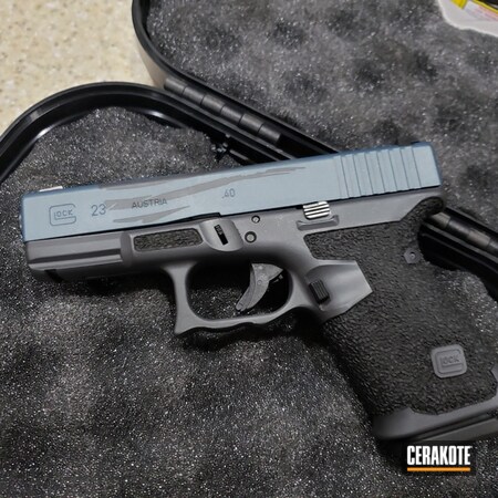 Powder Coating: Glock,Gun Coatings,S.H.O.T,Pistol,Blue Titanium H-185,Glock 23,Sniper Grey H-234