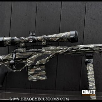 Cerakoted Bolt Action Rifle Tiger Stripe Camo Cerakoted With H-146, H-256, H-240 And H-261