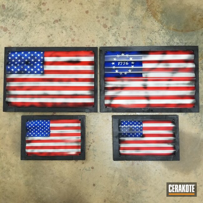 Cerakoted Metal American Flag Wall Art Cerakoted With H-167, H-171, H-169 And H-30372