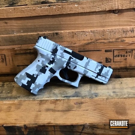 Powder Coating: Graphite Black H-146,Glock,Gun Coatings,S.H.O.T,Handguns,Pistol,BATTLESHIP GREY H-213,Digital Camo,Bull Shark Grey H-214