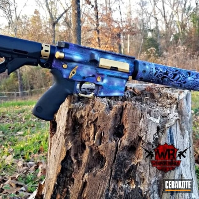 Cerakoted Tactical Rifle With A Galaxy Themed Cerakote Finish