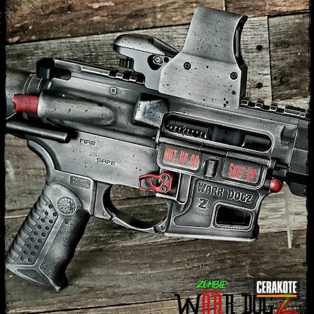 Powder Coating: Crimson H-221,Gun Coatings,Apocalypse,S.H.O.T,Zombie Killer,AR Pistol,Armor Black H-190,Satin Mag H-147,Zombie,AR-15,Battleworn,Zombie Apocalypse