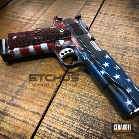 Powder Coating: Hidden White H-242,KEL-TEC® NAVY BLUE H-127,Crimson H-221,Gun Coatings,1911,S.H.O.T,Pistol,Palmetto State Armory,American Flag