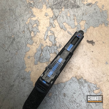 Cerakoted Distressed Thin Blue Line Glock Finish Cerakoted With H-188, H-171 And H-237