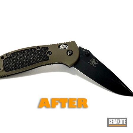 Powder Coating: Graphite Black H-146,S.H.O.T,Refinished,Griptilian,Benchmade,Before and After,Griptilian 551,Flat Dark Earth H-265,More Than Guns,Folding Knife