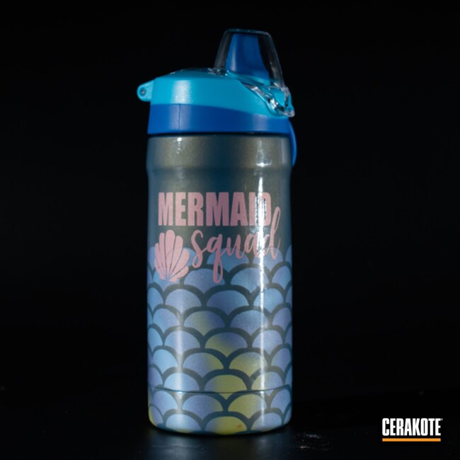Cerakoted Mermaid Themed Water Bottle Cerakoted With H-313, H-311, H-326, H-314 And H-315