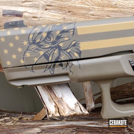 Powder Coating: Graphite Black H-146,Glock,Gun Coatings,S.H.O.T,Pistol,Glock 23,NOVESKE TIGER EYE BROWN  H-187,American Flag,Patriot Brown H-226
