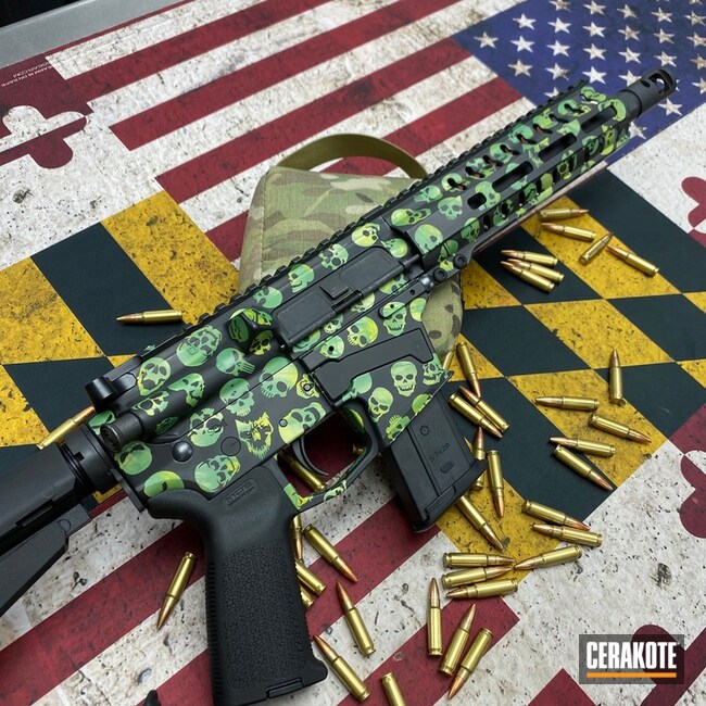 Cerakoted Ghost Skull Camo Ar-15 Cerakoted With H-190, H-313, H-316 And H-317