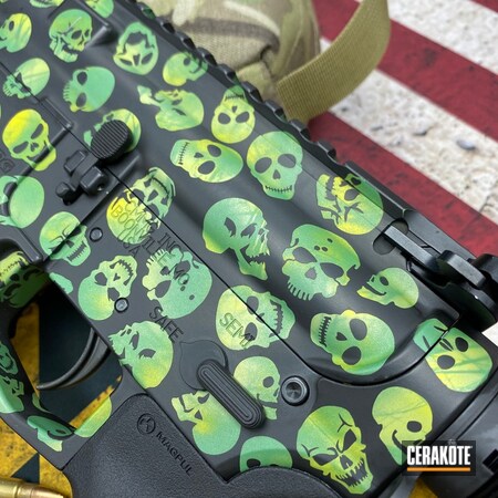 Powder Coating: MOJITO - MTO  H-313,Skull Camo,Ghost Skull,Gun Coatings,S.H.O.T,SUNFLOWER H-317,Armor Black H-190,SQUATCH GREEN H-316,Punisher Skull,Tactical Rifle,AR-15,Skull