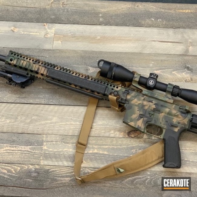 Woodland Camo AR-15 Rifle Cerakoted with H-190 and H-268 by Web User ...