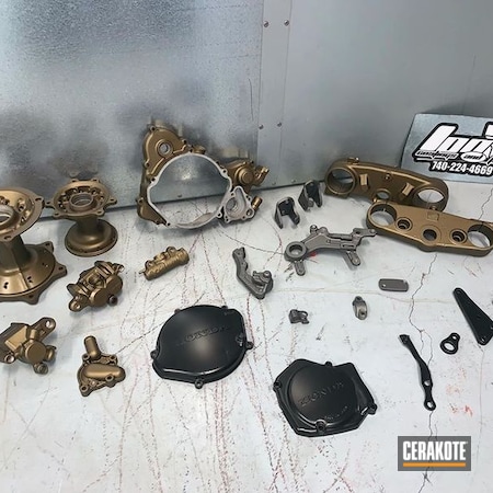Powder Coating: Motorcycles,Burnt Bronze C-148,Automotive,TUNGSTEN C-111,Motorcycle Parts