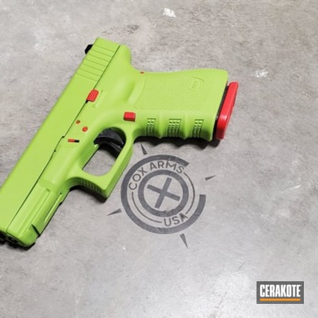 Powder Coating: Glock,Gun Coatings,Two Tone,Zombie Green H-168,S.H.O.T,Pistol,Glock 23,USMC Red H-167