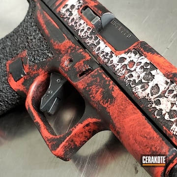 Cerakoted Glock 43 Engraved Slide Skulls Cerakoted With H-167 And H-190