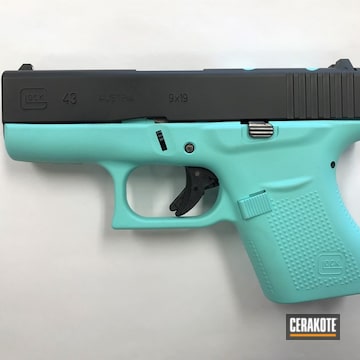 Cerakoted Two Toned Glock 43 Handgun Cerakoted With H-146 And H-175