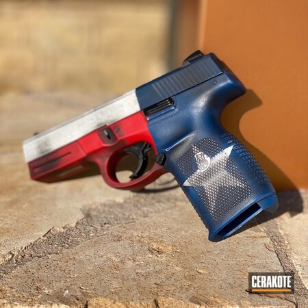 Powder Coating: KEL-TEC® NAVY BLUE H-127,Smith & Wesson,Texas Flag,Gun Coatings,S.H.O.T,Texas Cerakote,Pistol,Stormtrooper White H-297,USMC Red H-167,Flag Theme