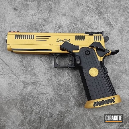 Powder Coating: Graphite Black H-146,Gun Coatings,Two Tone,S.H.O.T,Pistol,Gold H-122,Limcat